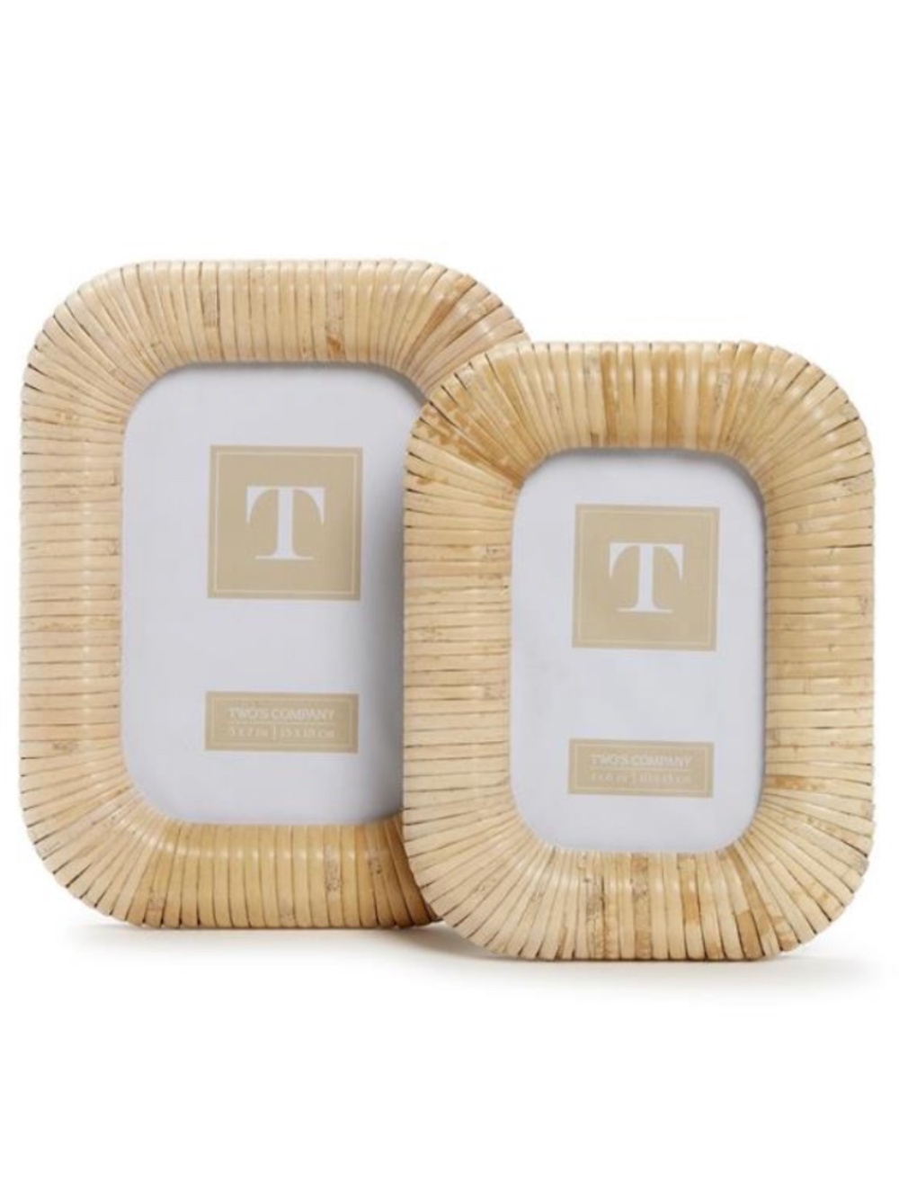 Woven Rattan S/2 Photo Frames